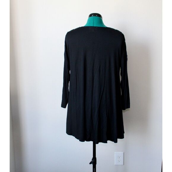 NWT UMGEE USA Round Neck Tunic Top Women's Criss Cross Lace Up Black Size Medium - Picture 2 of 7